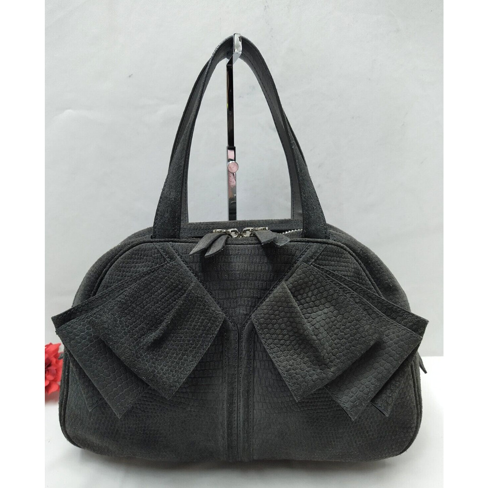 Yves Saint Laurent Obi Bowler Gray Suede Top Handle Satchel Bag With Wallet - Picture 2 of 16